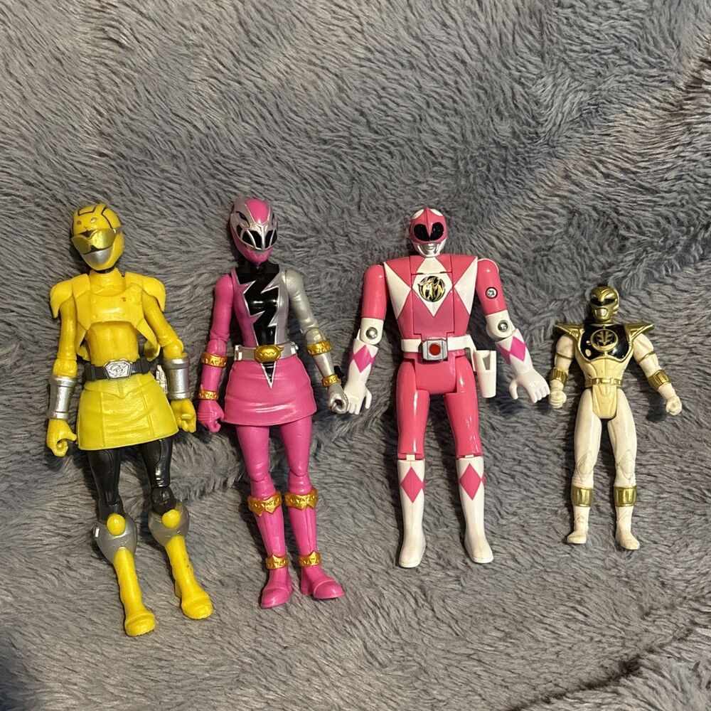 Hasbro Power Rangers Yellow White Pink Ranger 6 Inch Lot Of 3 Rangers Figures